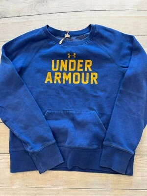 安德玛运动衫女式中号皇家蓝色金色标志羊毛运动休闲 — 第 1/4 张图片