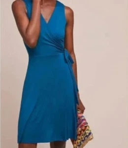 Anthropologie Bailey 44 Faux Wrap Dress Size XS Turquoise Jersey Knit NWT - Picture 1 of 11