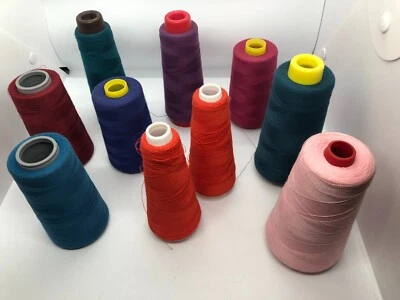 Lot 10 3000-6000yd Large Spool Polyester Cotton Multi-color Sewing Serger Thread - Image 1 of 3