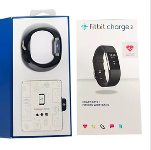 New Fitbit Charge 2 HR Heart Rate Monitor Fitness Wristband Tracker -Black S & L - Picture 1 of 15