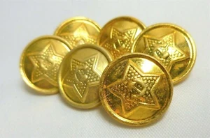 BUTTONS USSR MILITARY STAR & SICKLE 14mm GOLD TONE 1969 set of 6 CCP VINTAGE - Picture 1 of 6