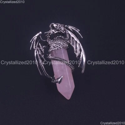 Piedras preciosas naturales hexagonales punta Nidhogg dragones cuentas colgantes plata tibetana Foto 1 de 4