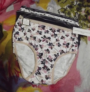 3 NEW ADRIENNE VITTADINI AV9221 FL/BK/PD SIGNATURE WAIST COTTON BRIEF PANTIES S - Picture 1 of 2