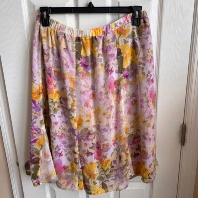 Bon Worth Floral Skirt Elastic Waist Midi Lightweight MP - Image 1 of 4