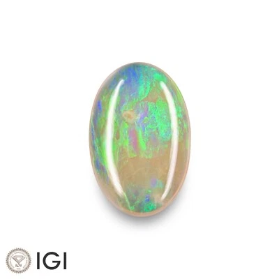 IGI Certified AUSTRALIA White Opal 5.46 Ct. Natural Untreated OVAL Play of Color - Image 1 of 4