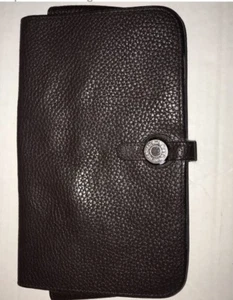 Vintage braune authentische Hermes Togo Dogon Duo Kiesel Leder Geldbörse Designer - Bild 1 von 13
