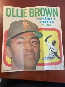 1970 TOPPS BASEBALL POSTER INSERT  * Ollie Brown San Diego Padres - Outfld 18/24