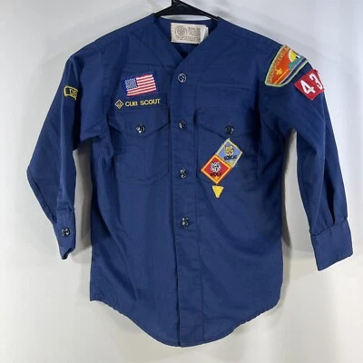 Bsa Cub Scouts Boys Neck 10 Blue Long Sleeve Shirt Damaged - Image 1 of 4