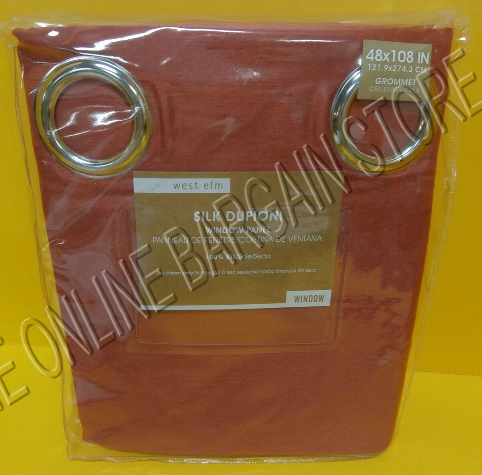 Pottery Barn West Elm Silk Dupioni Grommet Drapes Panels Curtains d henna 48x108 - Image 1 of 1