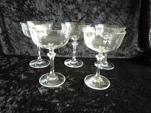 5x Glas Champagner-Schalen Sektschalen Sektglas Sektkelche, Wellenschliff, 70-er - Bild 1 von 8