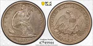 1861-S Liberty Seated Half Dollar, PCGS AU50 - Picture 1 of 5