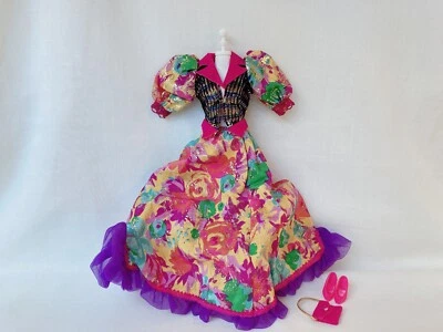 Muñeca Barbie "Colección Privada" Floral Moda Vestido/Conjunto - Años 90 De Colección Foto 1 de 4