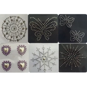 13 Hotfix Clear/ Silver Butterfly Star Heart Circle Iron-On Motif Patch Job Lot - Picture 1 of 16