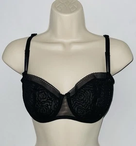 Chantelle C Jolie Demi Bra Unlined Underwire Black Lace Size 30DD NWT - Picture 1 of 10