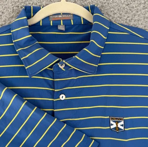 Polo Peter Millar estiva comoda XL blu righe golf Kinloch crest elasticizzata - Foto 1 di 10