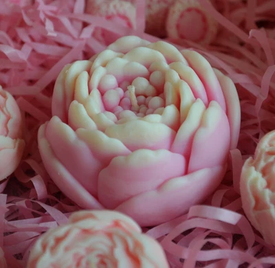 Vela Flor Peonía Rosa, Regalo Perfumado Floral, Favor Boda Decoración Ducha Novia Foto 1 de 4