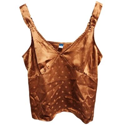 Top Babydoll Coquette Satén Años 90 Y2K Antiguo Azul Marino Cobre Lunares Para Mujer Talla S Foto 1 de 4