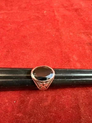 Anel masculino de prata esterlina 925 preto hematita - Imagem 1 de 4