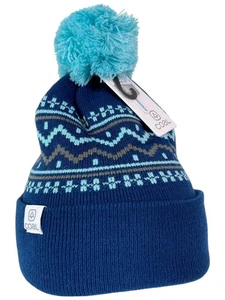 Kohle Winter Strick Beanie Strumpf Mütze dunkelblau Fjord neu mit Etikett abnehmbarer Bommel - Bild 1 von 3