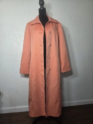 Gabardina vintage London Fog naranja melocotón otoño preppy talla 14 regular Foto 1 de 4