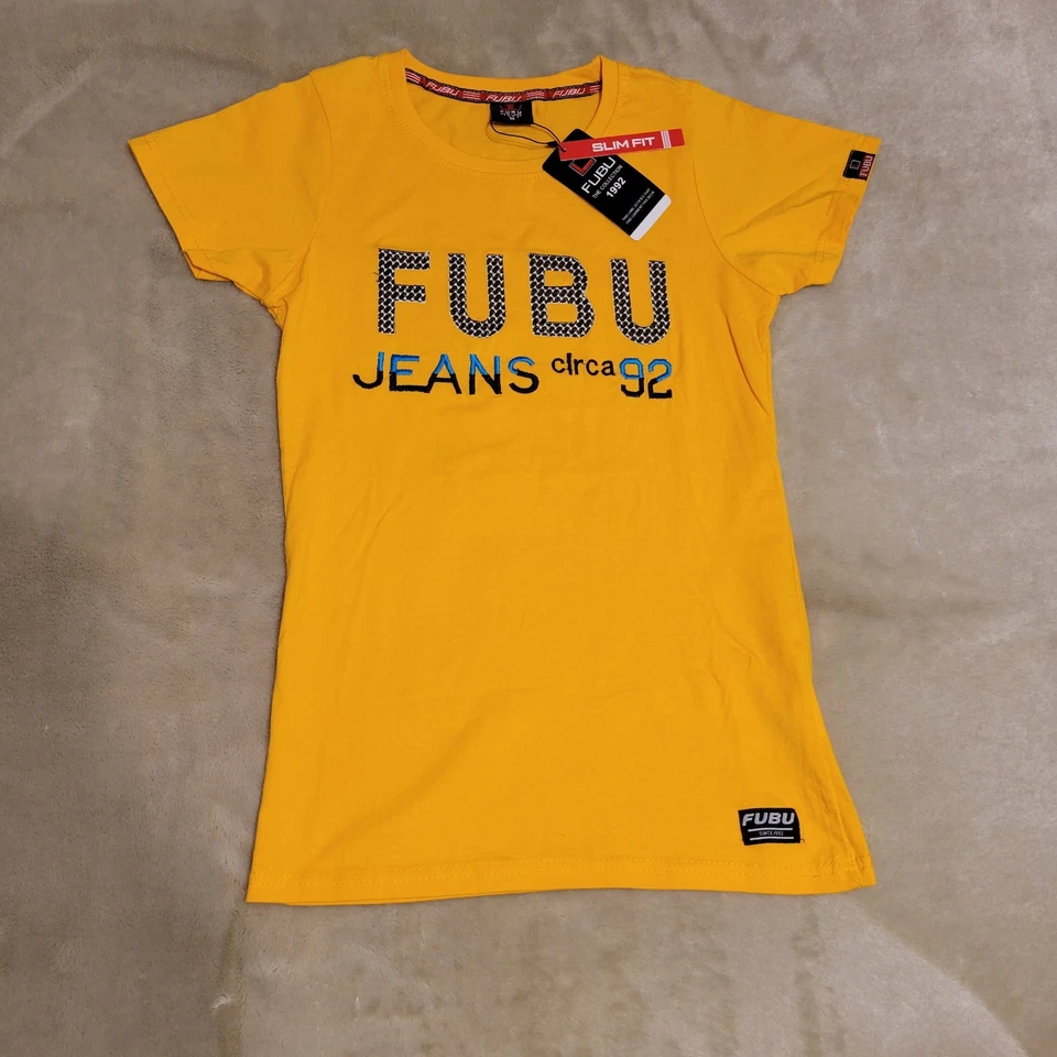 NUEVO CON ETIQUETAS FUBU JEANS Niñas Talla M Camiseta Calce Ajustado Amarilla Nueva York Circa 1992 Foto 1 de 4