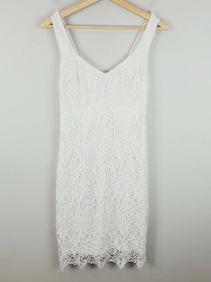 GUESS | Vestido de ganchillo de encaje blanco sin mangas para mujer [talla AU 8 o US 6] Foto 1 de 4
