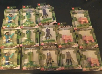 批量 14 件 Minecraft 迷你人偶蛋糕装饰 Ender Dragon Steve Enderman 爬行者猪 — 第 1/4 张图片