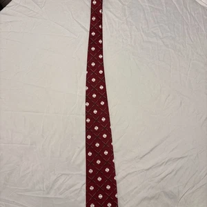 Men’s Silk Novelty Tie – Baseball Criss Cross Pattern, Preowned - Picture 1 of 3