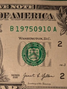 $1 Birthday Anniversary Date Note (Sept. 10th 1975 ) Fancy Serial Number - Picture 1 of 3