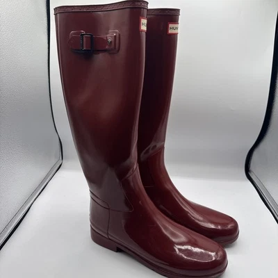 Новый в коробке Hunter женщин оригинальный высокий глянцевый дождя ботинки в военный красный, размер 9 - Изображение 1 из 4
