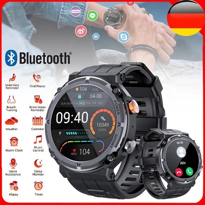 Bluetooth Luxus Smartwatch Herren watch Fitness Herzfrequenz Pulsuhr Blutdruck - Bild 1 von 4