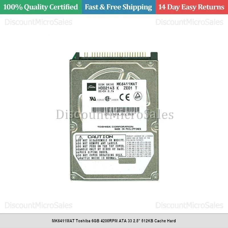 MK6411MAT Toshiba 6GB 4200RPM ATA 33 2.5" 512KB Cache Hard - Image 1 of 1
