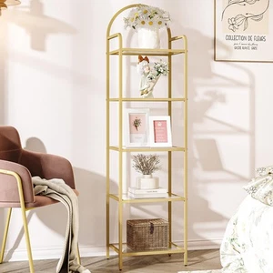 Bookcase Bookshelf, Tempered Glass Bookshelves, Slim Shelving Unit for Bedroo... - Picture 1 of 9