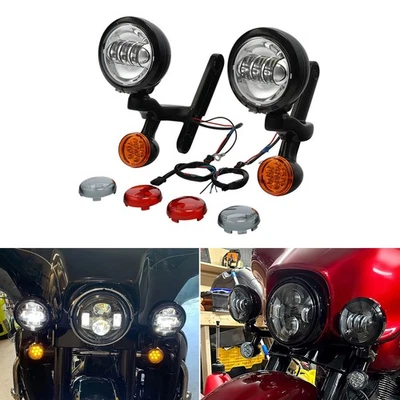 Luz antiniebla LED de 4,5" señal de giro apta para Harley Electra Road Glide 1994-2024 Foto 1 de 4