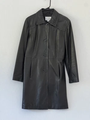 Gabardina Worthington MEDIANA Para Mujer Piel de Cordero Genuina Negra De Colección Clásica Foto 1 de 4