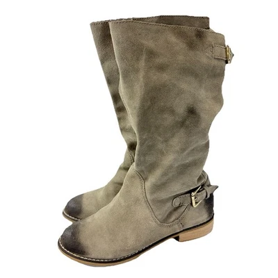 Bota para mujer Kelsi Dagger Tassie media pantorrilla talla 8,5 M gamuza topo pull on occidental Foto 1 de 4