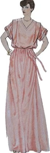 1980s Saddle Shoulder Grecian Blouson Dress Maxi Sewing Pattern Simplicity 8917 - Picture 1 of 3