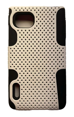 Funda de aire híbrida Cellairis Designer Series para LG MS659 Optimus F3, blanca/negra Foto 1 de 4