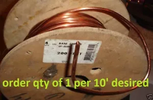 GROUND WIRE 4 AWG GAUGE SOLID BARE COPPER 200A SERVICE 4AWG cut to order per 10' - Picture 1 of 1
