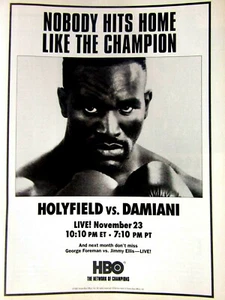 Anuncio impreso original Evander Holyfield vs Damiani 1991 HBO-8,5 x 11" - Imagen 1 de 4