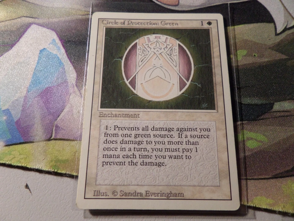 MTG Card. Circle of Protection Green Revised Edition. Old Vintage - Image 1 of 1