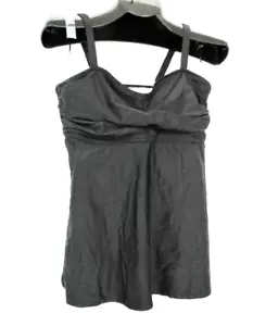 Costume da bagno donna tankini top XL nero ruched morbido reggiseno imbottitura rimovibile Beachsissi nuovo con etichette - Foto 1 di 6