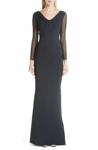 La Petite Robe di Chiara Boni Bilgi Mesh Sleeves Size 44 Black 8 Gown New $995 - Picture 1 of 10