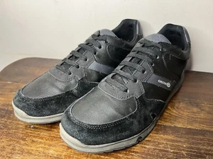 GEOX Sneakers Men’s Size 12 Spherical Trainer Shoe Casual Black Leather Suede - Picture 1 of 20