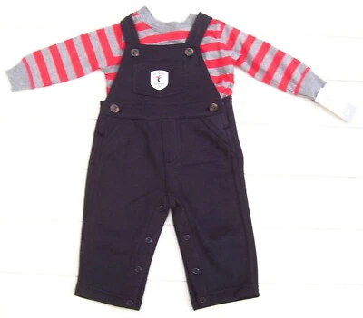 Carter's 2 Piezas Rojo Negro LS Camisa a Rayas y Mono Forrado de Vellón Conjunto Talla 6M Foto 1 de 4