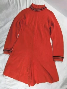 Vintage 1960s Romper Shorts Zip Orange Womens Hippie Boho Bohemian Jumpsuit - Picture 1 of 9