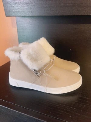 Botines Madden Girl Beige Tostado Crema Terciopelo Boho Piel Mocasín Plano Tobillo Cremallera Nuevos con Etiquetas Foto 1 de 4