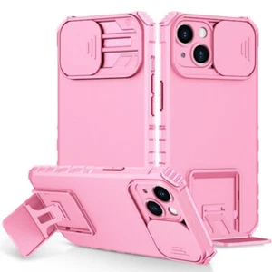 Camera Privacy Cover Hybrid Case with Kickstand for iPhone 14 - Pink - Picture 1 of 11