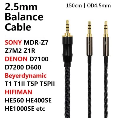 Cable 6N OCC Balance Silver para SONY MDR-Z7 Z7M2 Z1R DENON D7100 D7200 D600 5 FT Foto 1 de 4