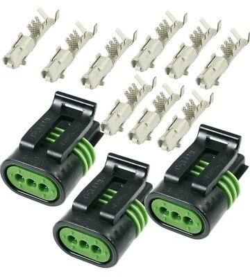 3Set Delphi Metri-Pack 3-PIN Female 150.2 Connector w/16 18 GA  Terminals  - Image 1 of 4